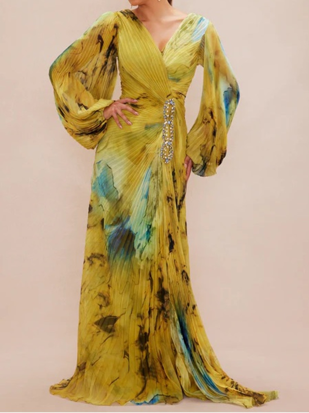 Luna Pleated Maxi Dress Formal Gown
